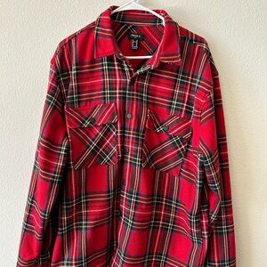 Red Plaid Button-Up Shirt